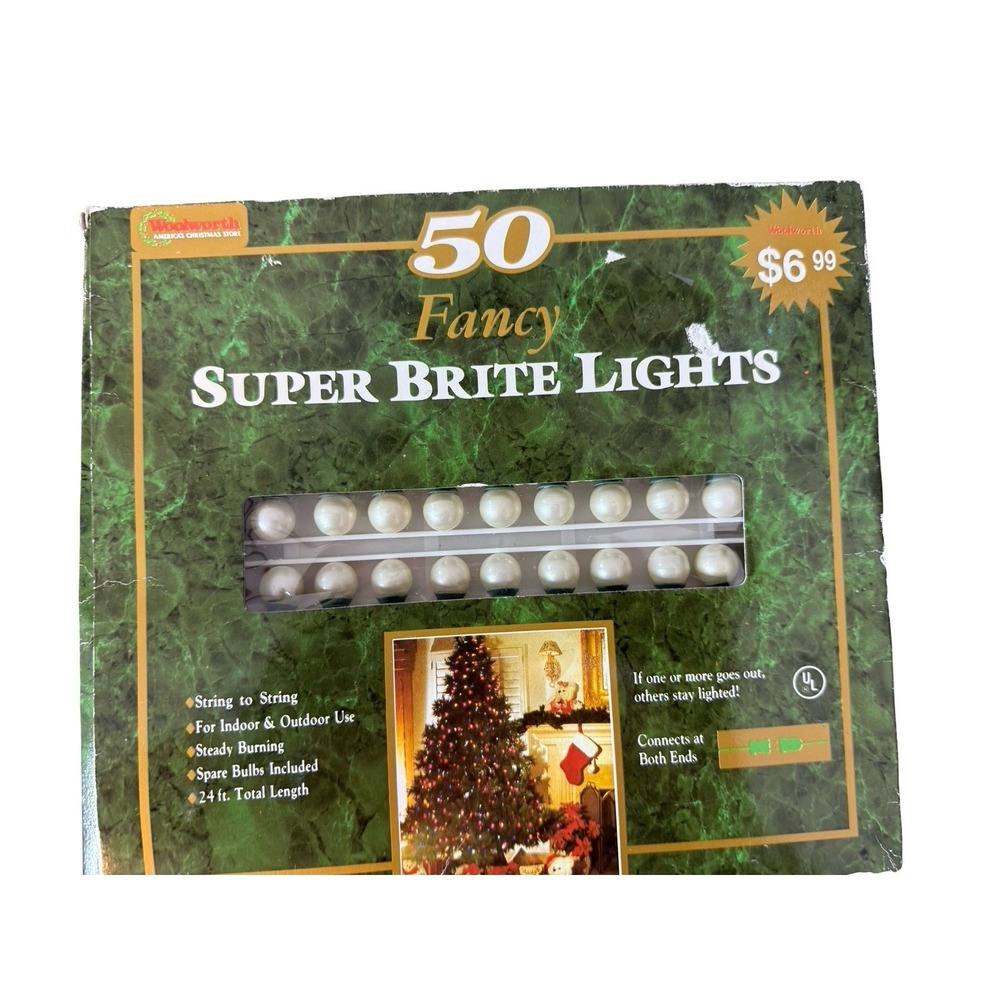 Vintage 50 fancy super birth lights pearls woolworth‎ new in box